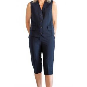 NEW HERSKIND aliyah mid rise slim leg pants in navy melange